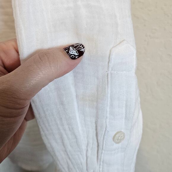 J Crew Factory Gauze Cotton Button Front Top Blouse Women's Size XXS Summer - Picture 8 of 9